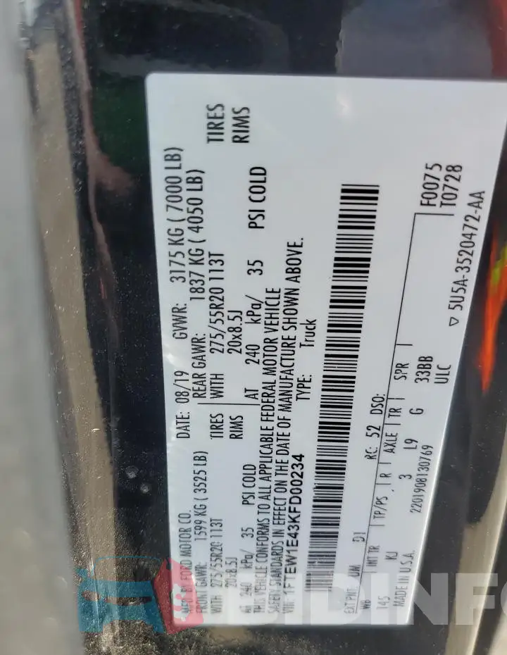 1FTEW1E43KFD00234 Photo# 12