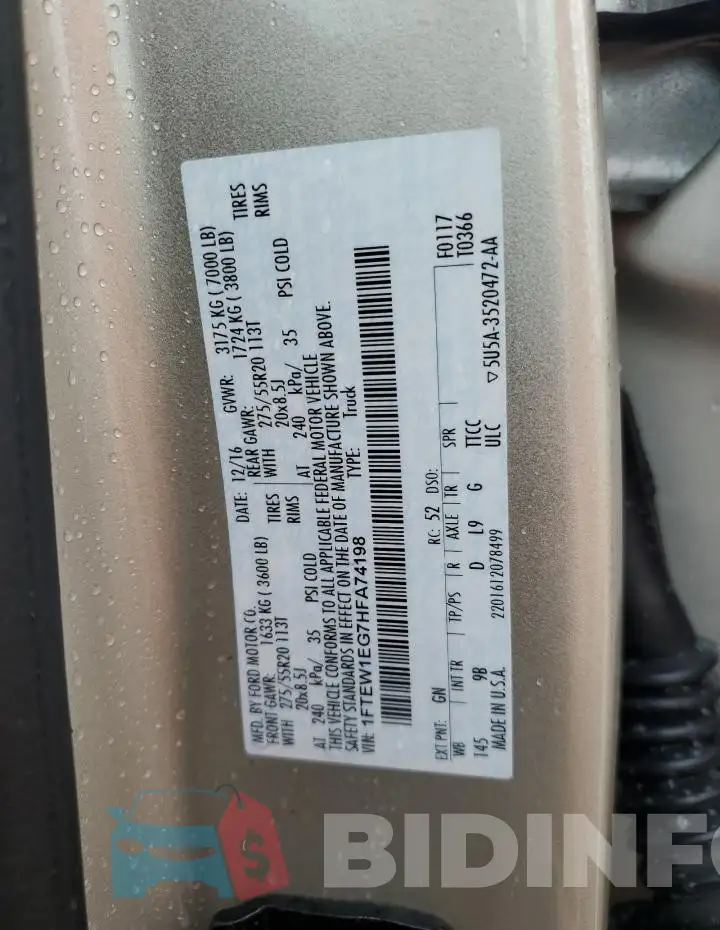 1FTEW1EG7HFA74198 Photo# 12