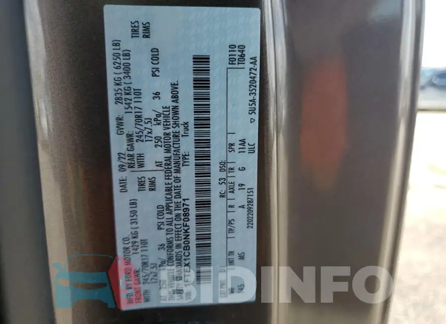 1FTEX1CB0NKF08971 Photo# 12