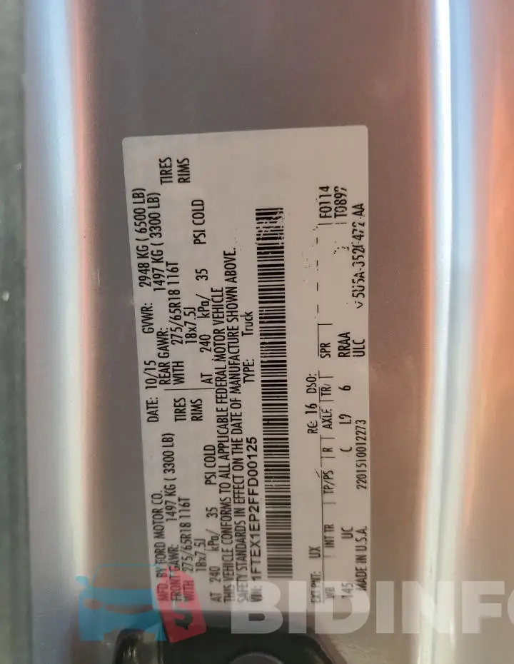 1FTEX1EP2FFD00125 Photo# 12