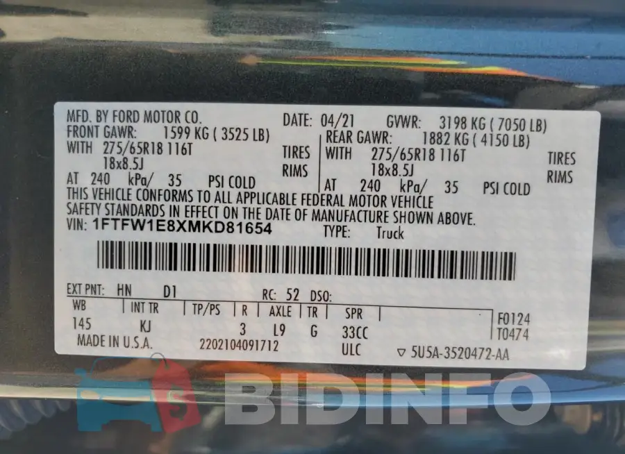 1FTFW1E8XMKD81654 Photo# 12