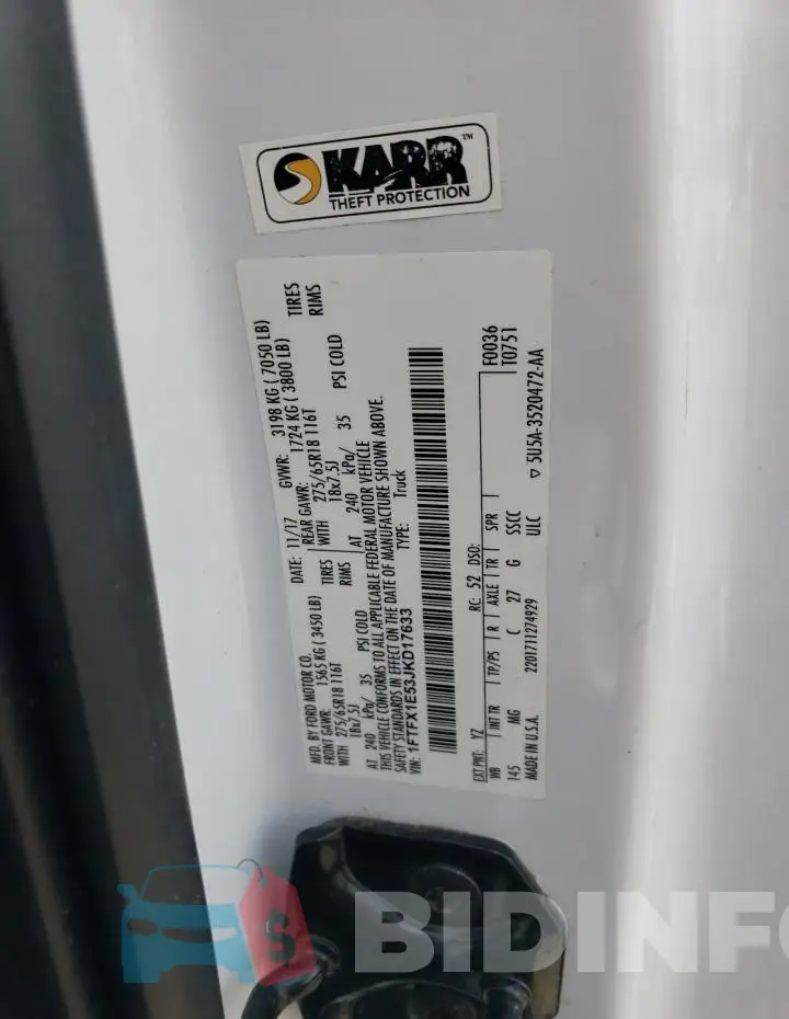 1FTFX1E53JKD17633 Photo# 12