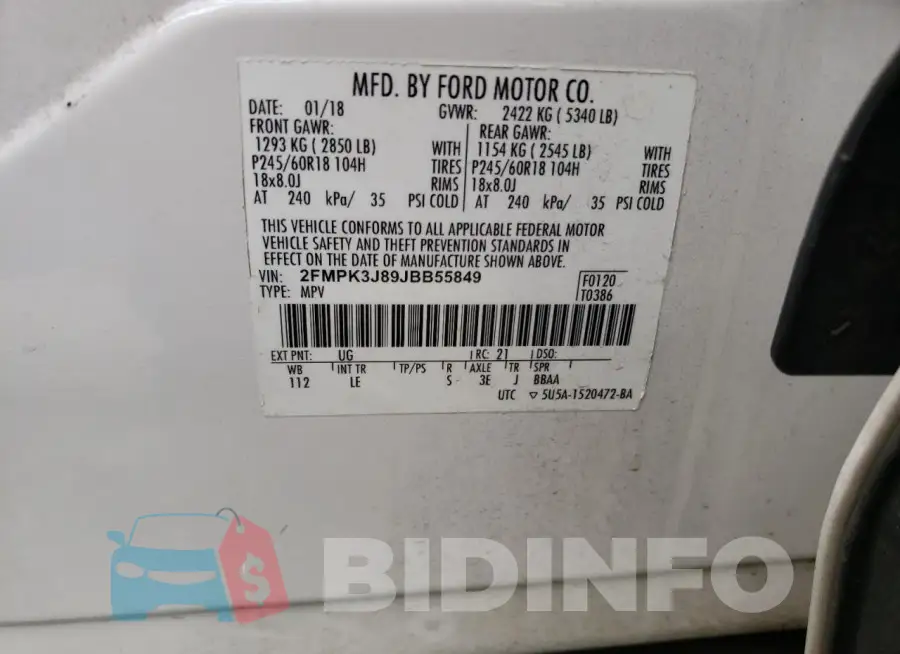 2FMPK3J89JBB55849 Photo# 12