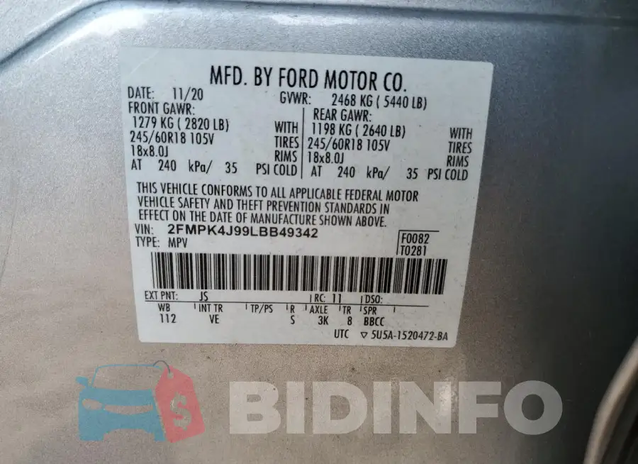 2FMPK4J99LBB49342 Photo# 14