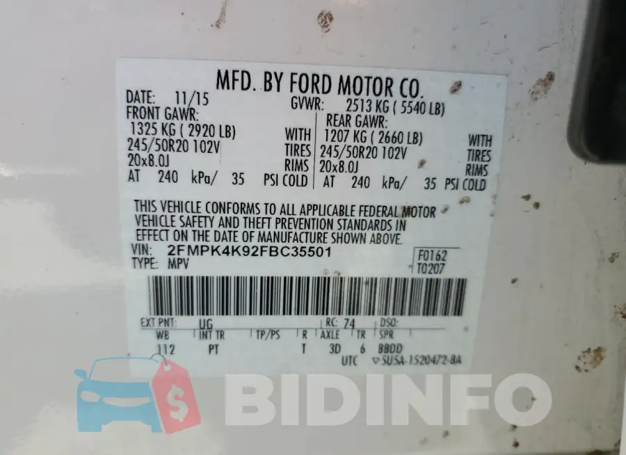2FMPK4K92FBC35501 Photo# 13