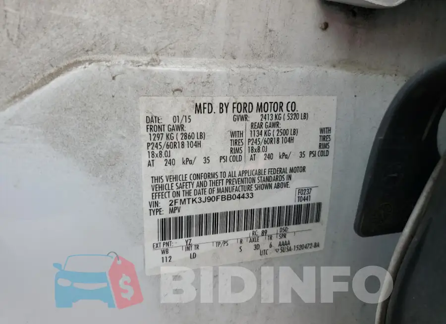2FMTK3J90FBB04433 Photo# 13
