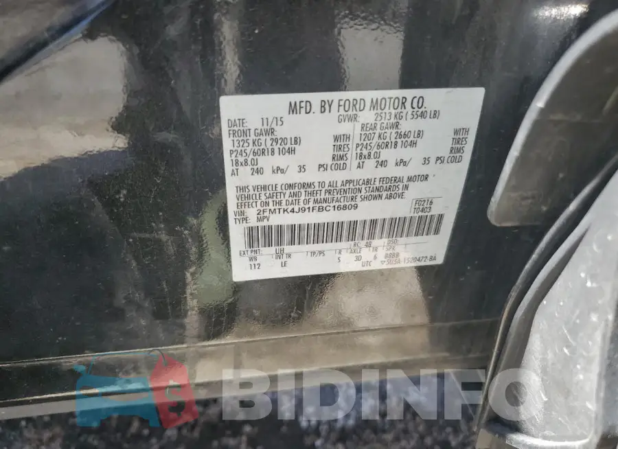 2FMTK4J91FBC16809 Photo# 14