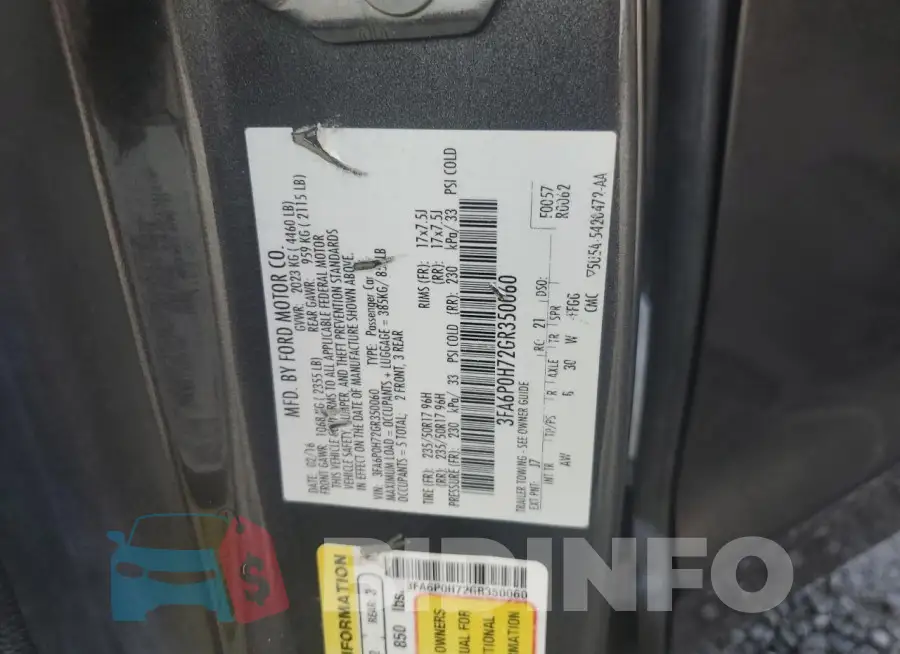 3FA6P0H72GR350060 Photo# 12
