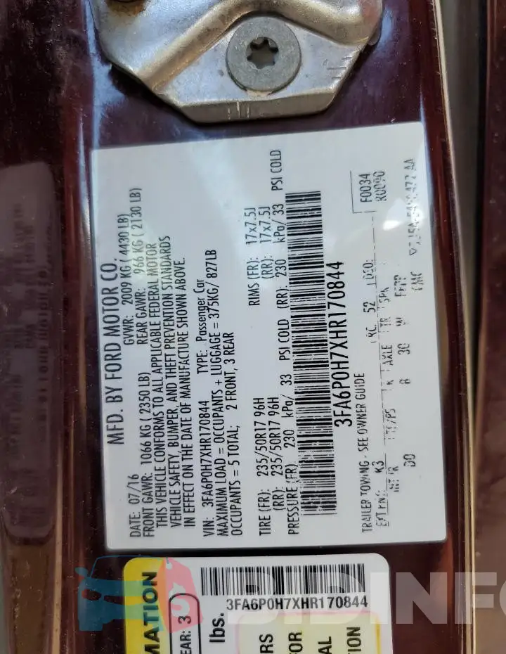 3FA6P0H7XHR170844 Photo# 12