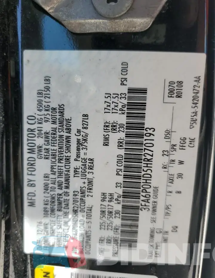 3FA6P0HD5HR270193 Photo# 13