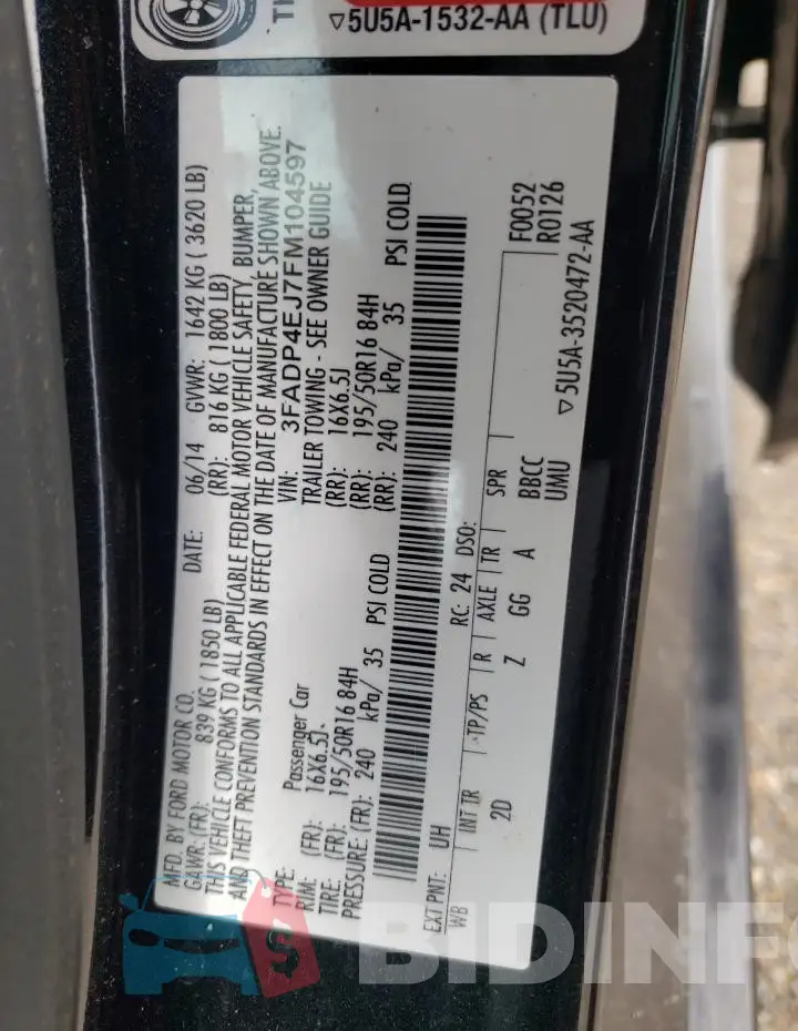 3FADP4EJ7FM104597 Photo# 13