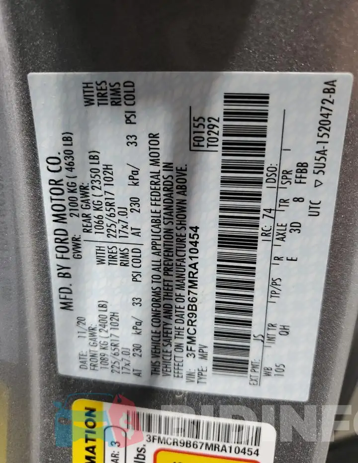 3FMCR9B67MRA10454 Photo# 14