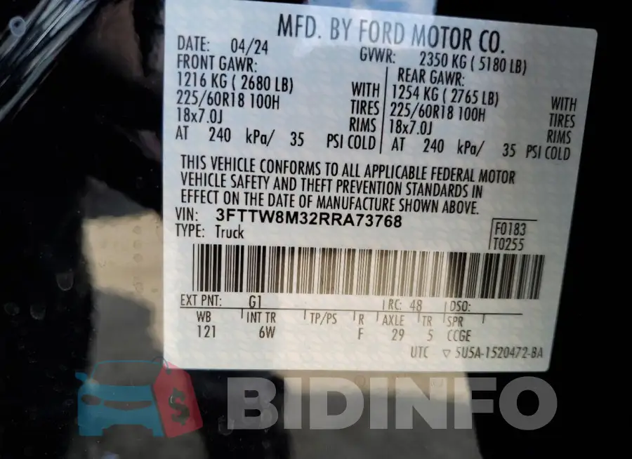 3FTTW8M32RRA73768 Photo# 12