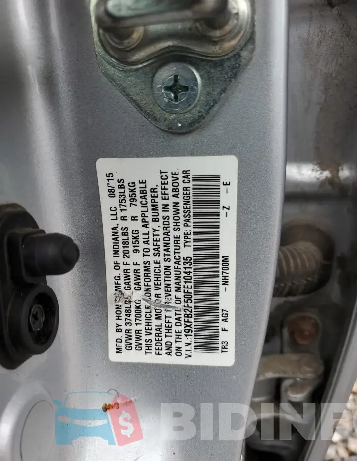 19XFB2F50FE104135 Photo# 12