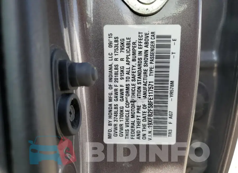 19XFB2F58FE117571 Photo# 12