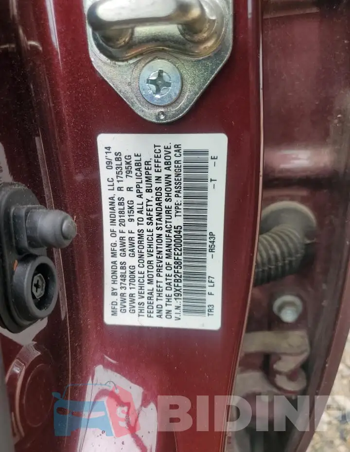 19XFB2F58FE200045 Photo# 12