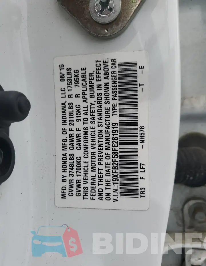 19XFB2F58FE281919 Photo# 12