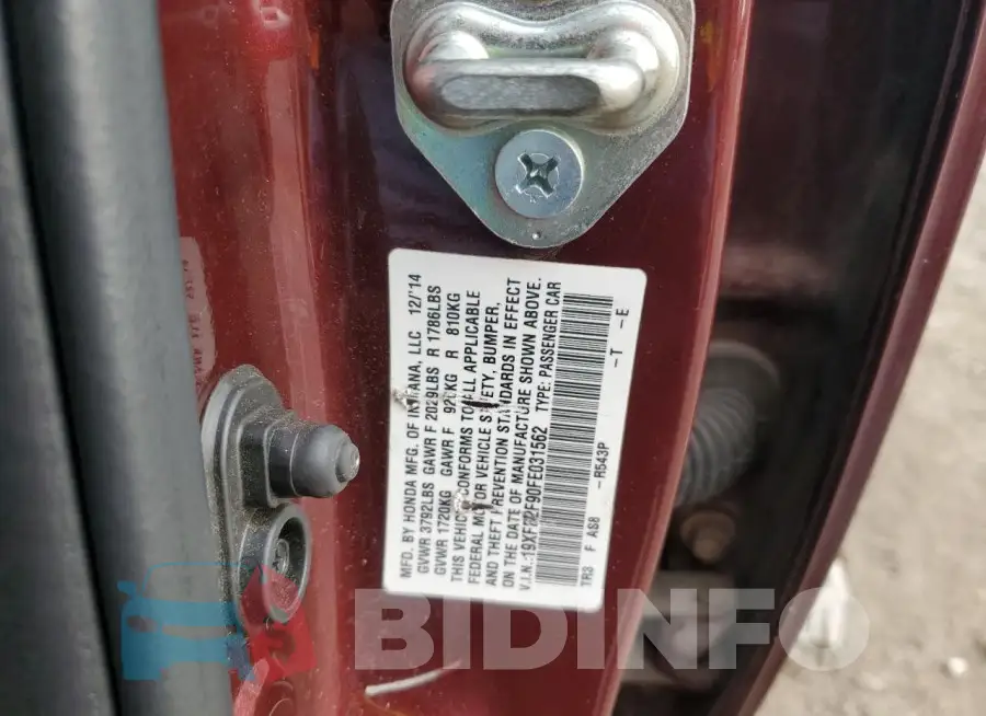 19XFB2F90FE031562 Photo# 12