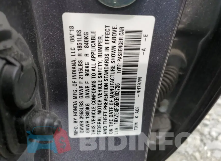 19XZE4F56KE003756 Photo# 12