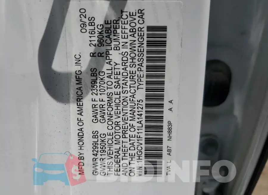 1HGCV1F11LA141275 Photo# 12