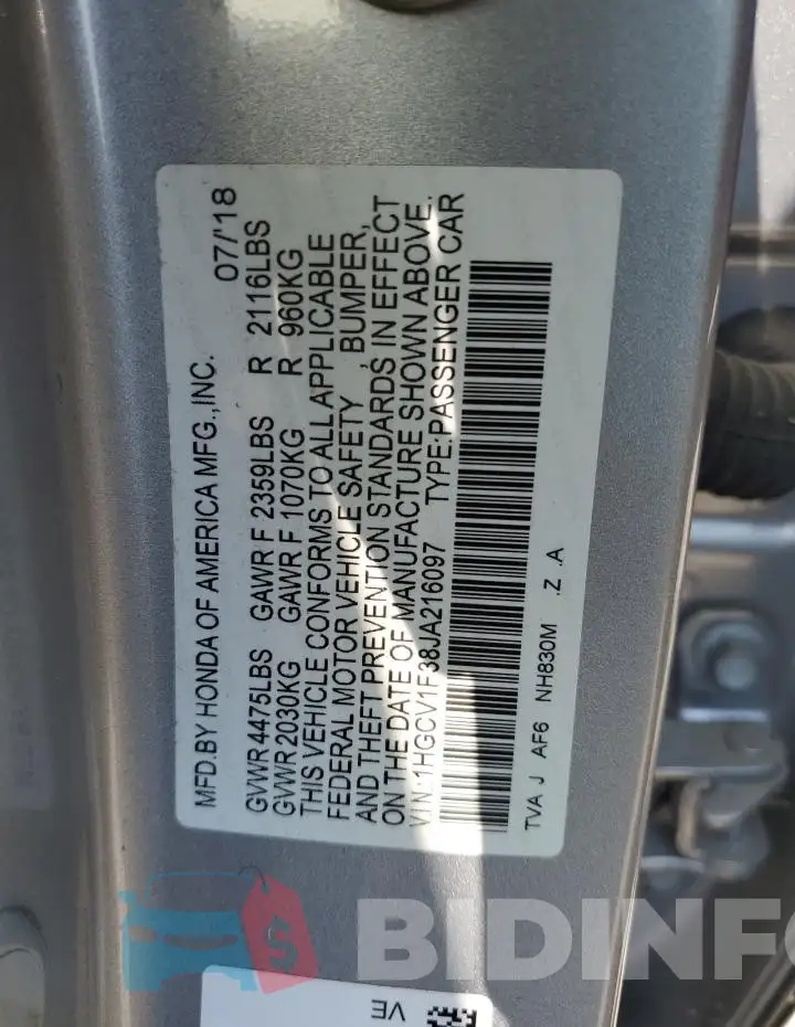 1HGCV1F38JA216097 Photo# 13
