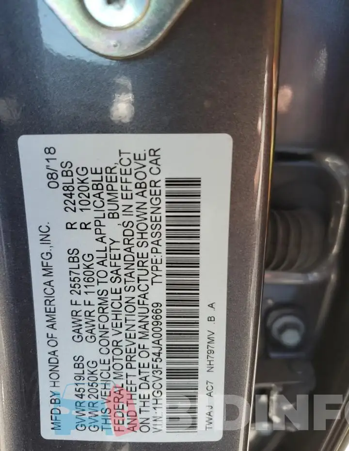 1HGCV3F54JA009669 Photo# 12