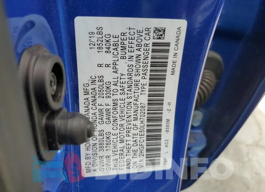 2HGFC1E50LH702087 Photo# 13