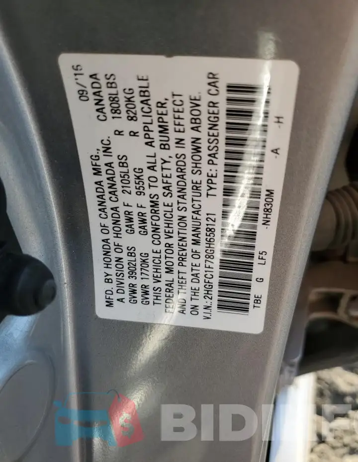 2HGFC1F78GH658121 Photo# 12