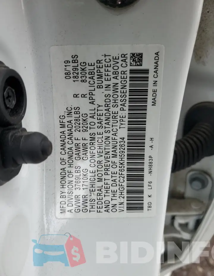 2HGFC2F65KH592634 Photo# 12