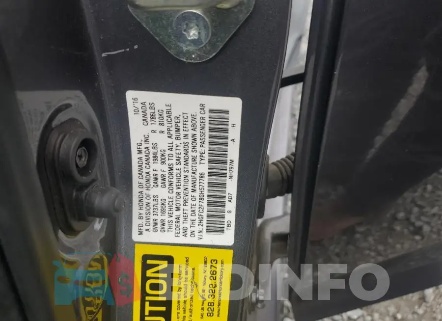 2HGFC2F78GH577786 Photo# 12