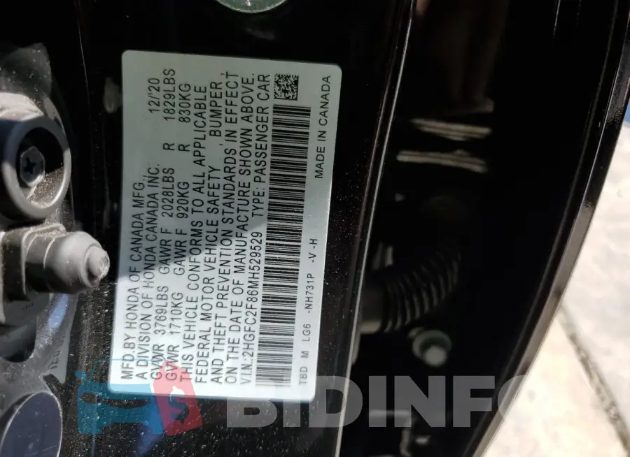 2HGFC2F86MH529529 Photo# 13