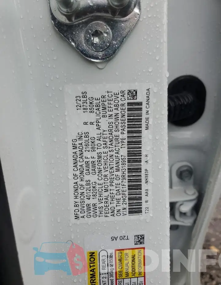 2HGFE1F79RH318957 Photo# 12