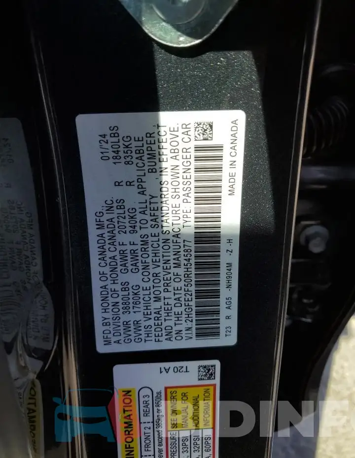 2HGFE2F50RH545877 Photo# 12
