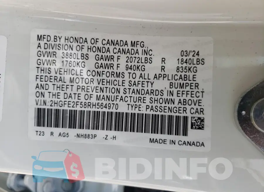 2HGFE2F58RH564970 Photo# 12