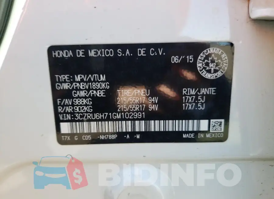 3CZRU6H71GM102991 Photo# 13