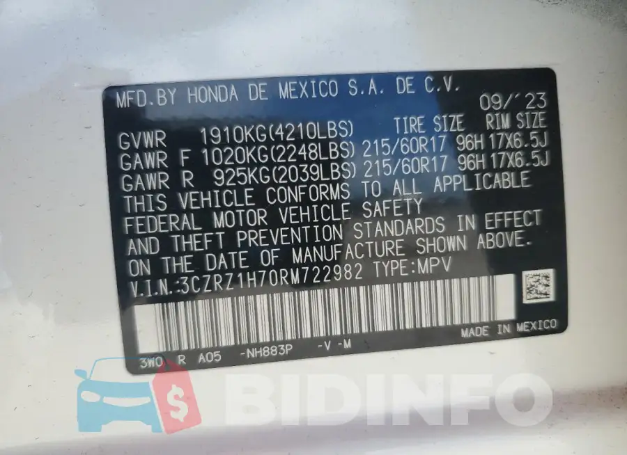 3CZRZ1H70RM722982 Photo# 13