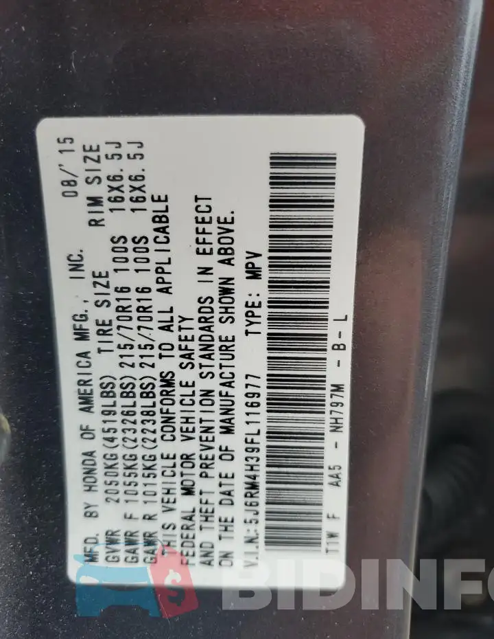 5J6RM4H39FL116977 Photo# 14