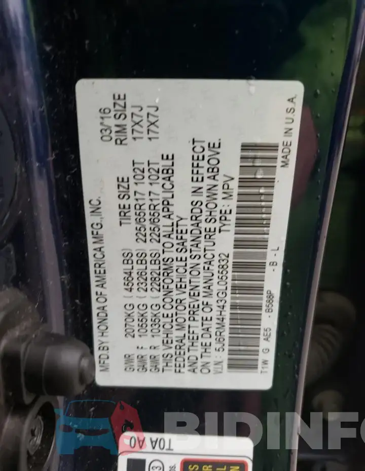 5J6RM4H43GL055832 Photo# 14