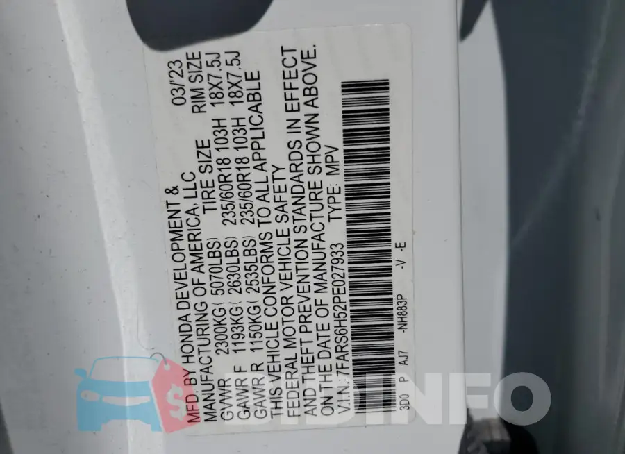 7FARS6H52PE027933 Photo# 12