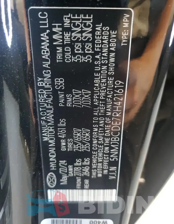 5NMJBCDE7RH421619 Photo# 12