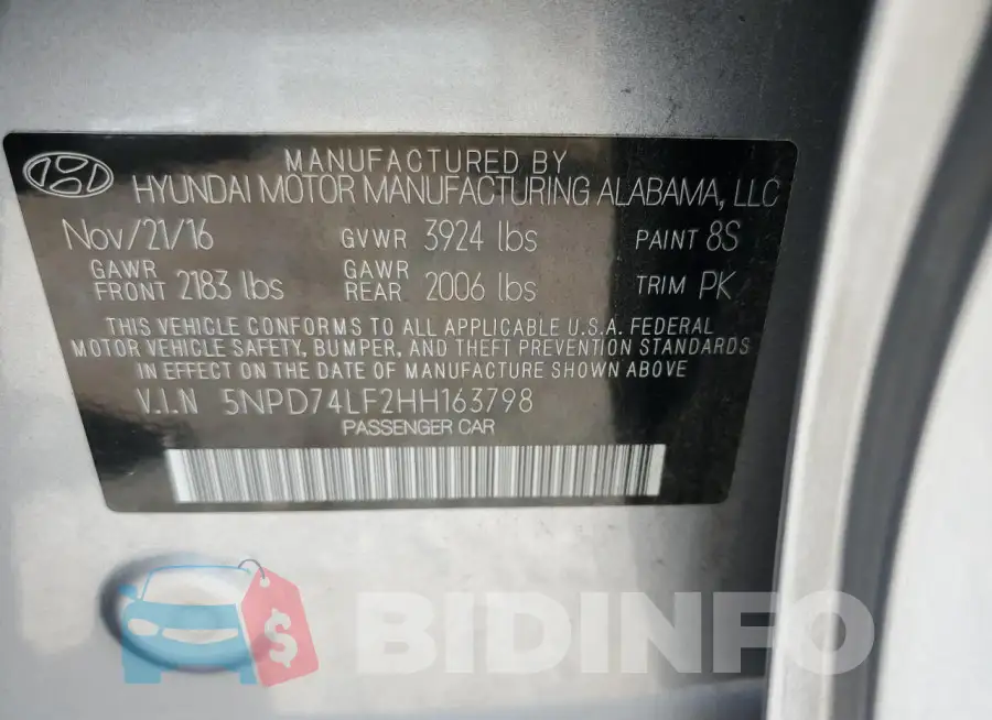 5NPD74LF2HH163798 Photo# 13