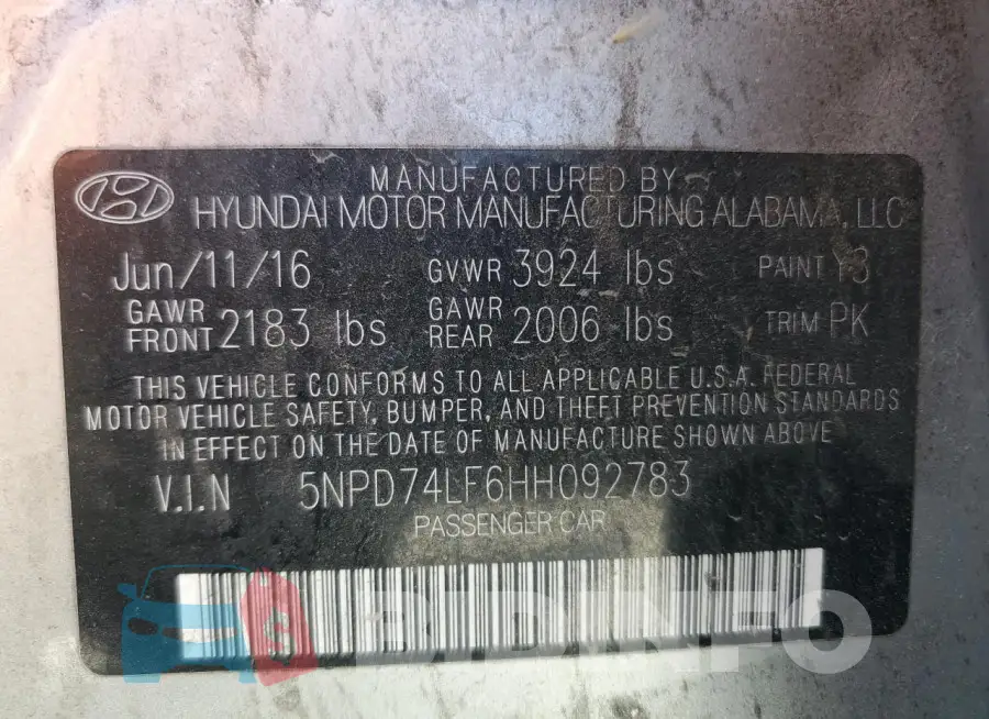 5NPD74LF6HH092783 Photo# 12