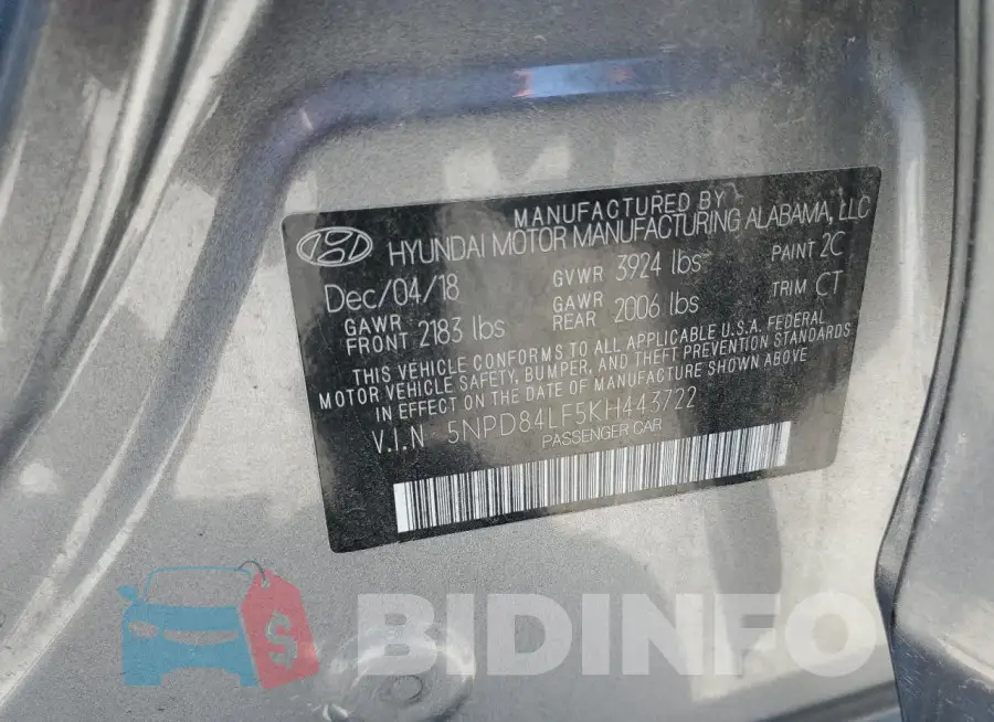 5NPD84LF5KH443722 Photo# 13