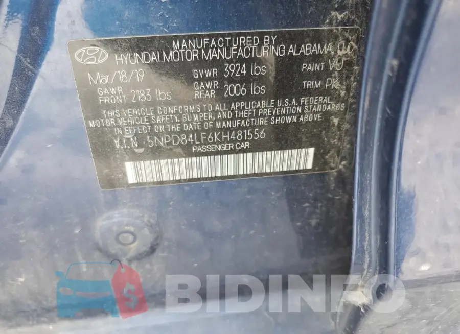 5NPD84LF6KH481556 Photo# 11