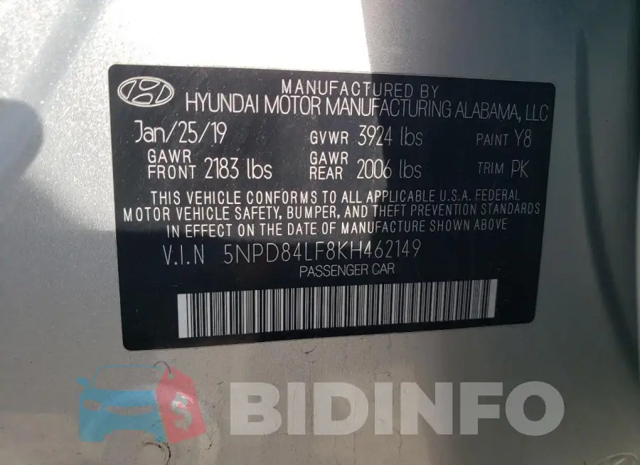 5NPD84LF8KH462149 Photo# 12
