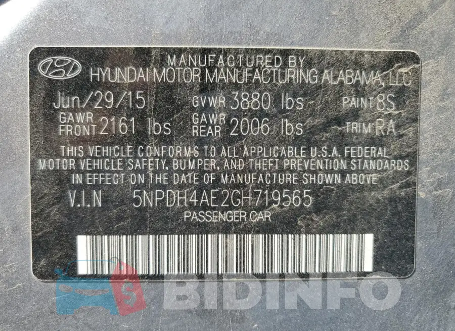 5NPDH4AE2GH719565 Photo# 12