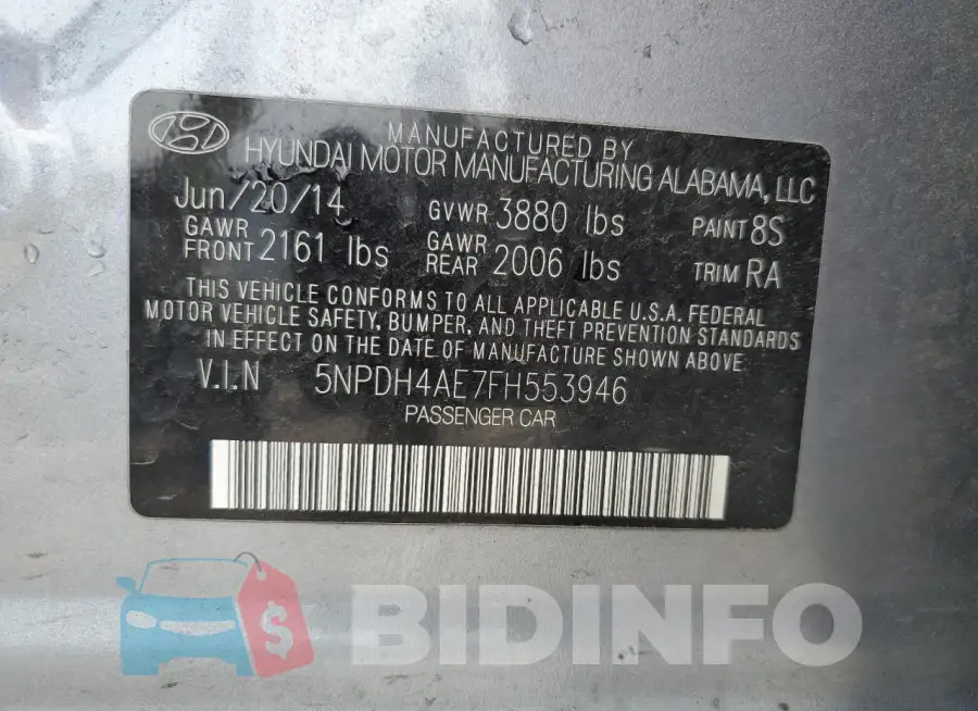 5NPDH4AE7FH553946 Photo# 13