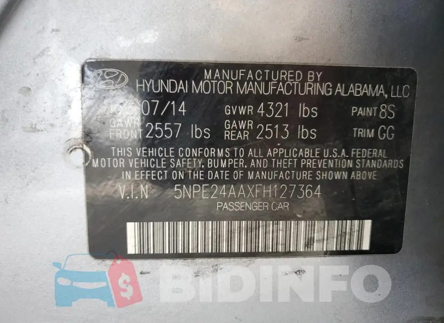 5NPE24AAXFH127364 Photo# 12