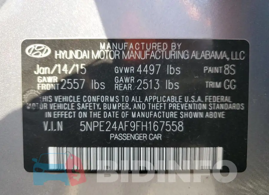 5NPE24AF9FH167558 Photo# 12