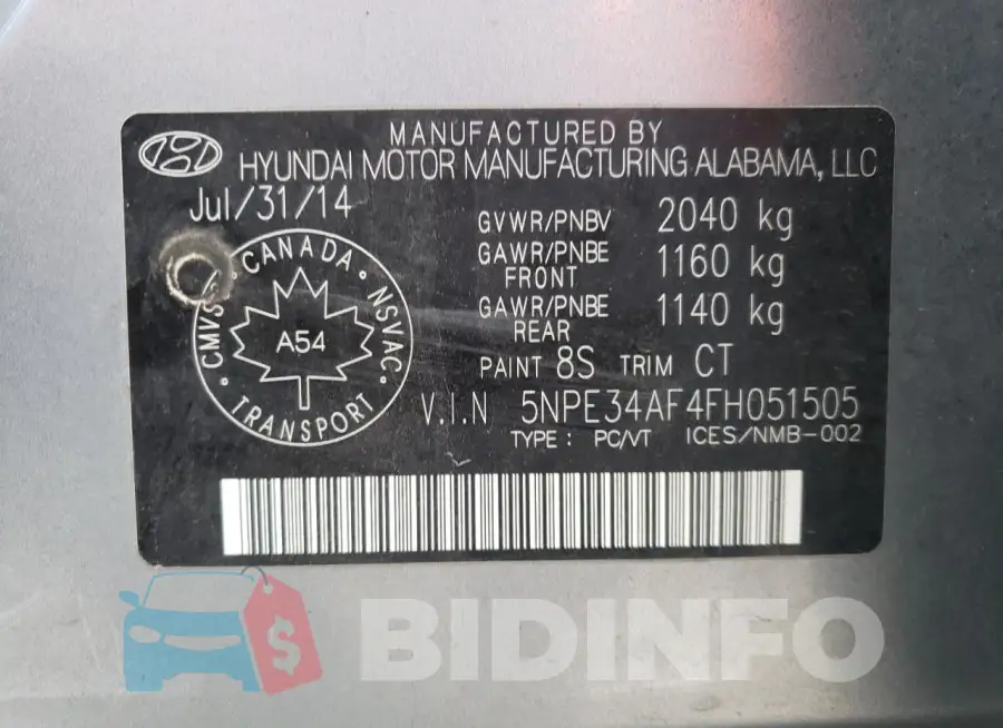 5NPE34AF4FH051505 Photo# 12